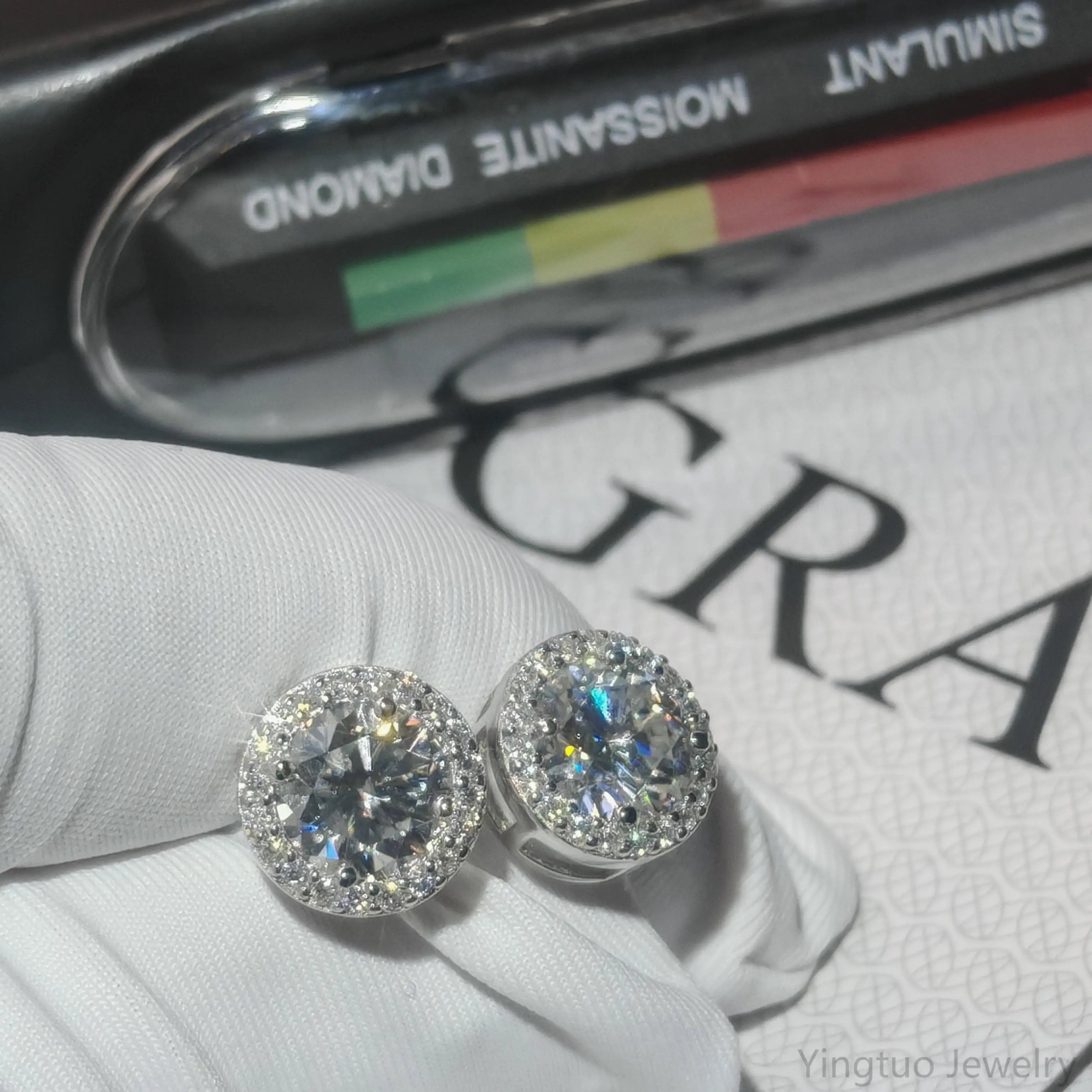 High-Quality Fine Jewelry for Women 925 Sterling Silver Hip Hop Moissanite Earrings Necklace Set with GRA Certificate