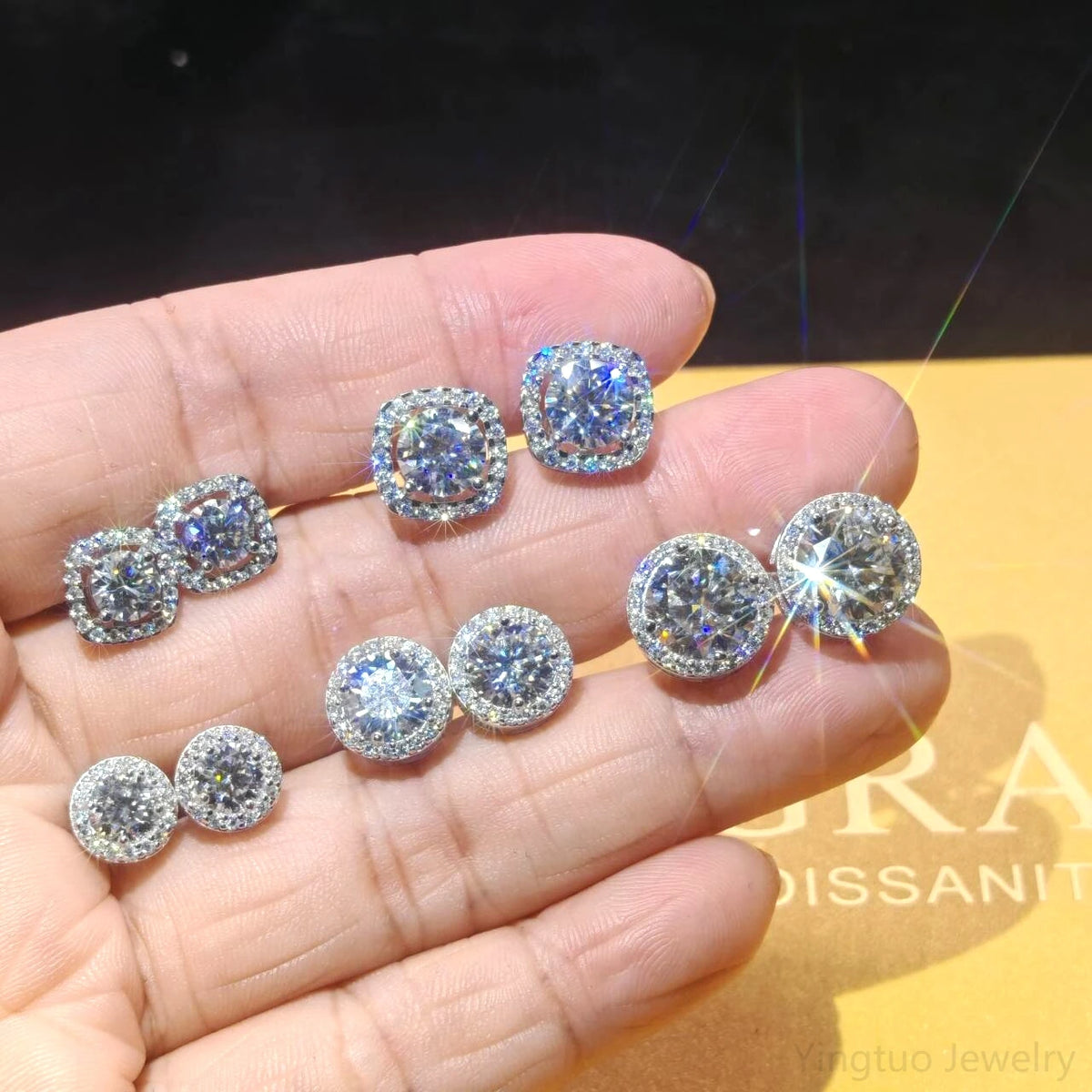 D Color Moissanite Diamond Earring 925 Sterling Silver Hip Hop Women Men VVS Moissanite Stud Earrings