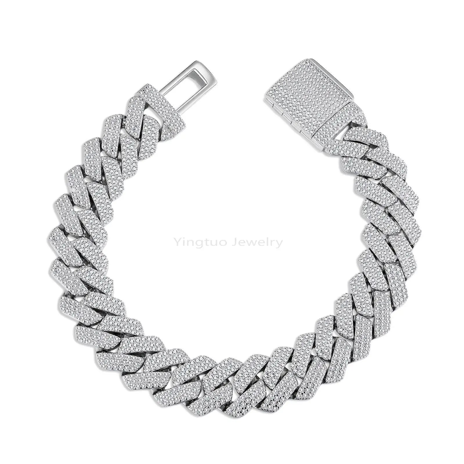 Fine Jewelry 925 Silver Ice Cut D VVS Moissanite Tennis Chain Necklace Bracelet Hiphop Cuban Link Chain with GRA Certification