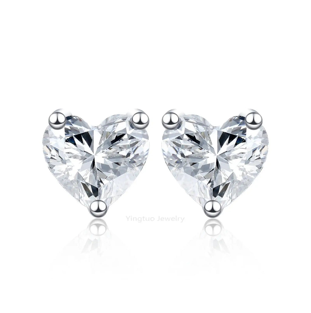 Fine Jewelry Heart Moissanite Diamond Earings Jewelry Women 925 Silver Moissanite Stud Earrings
