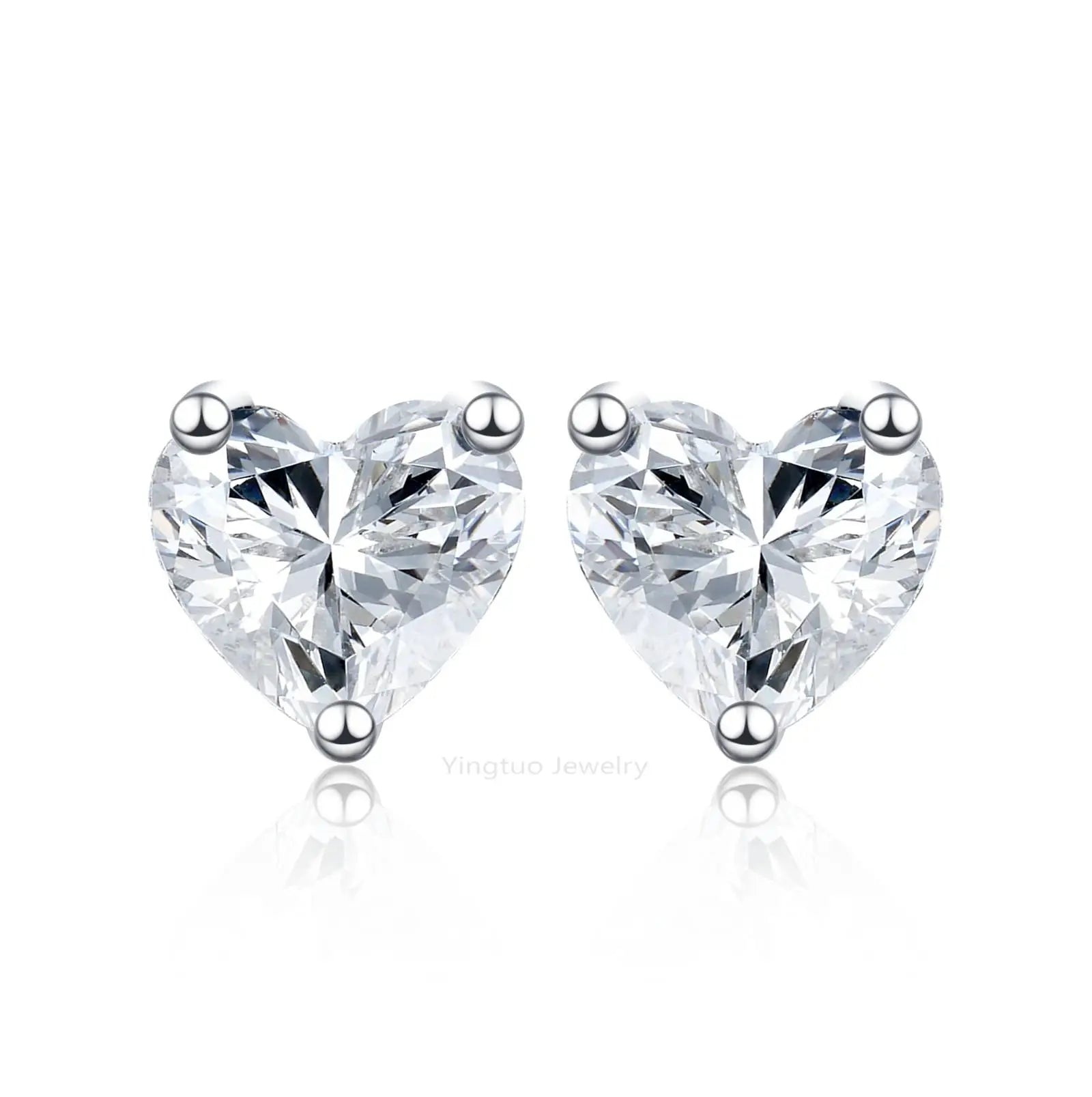 Fine Jewelry Heart Moissanite Diamond Earings Jewelry Women 925 Silver Moissanite Stud Earrings