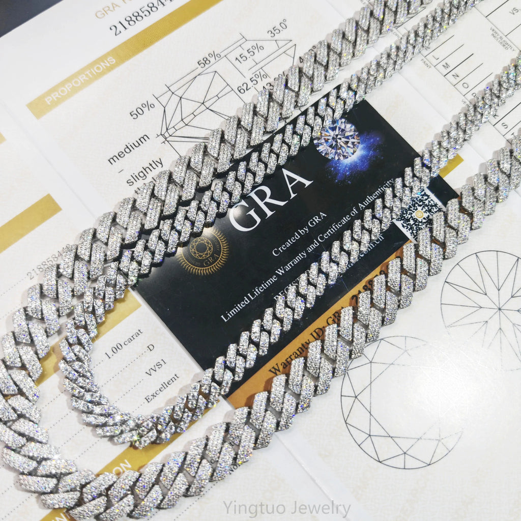 New Arrival Passed Diamond Tester S925 Silver D VVS Moissanite Chain Cuban Hip Hop Jewelry