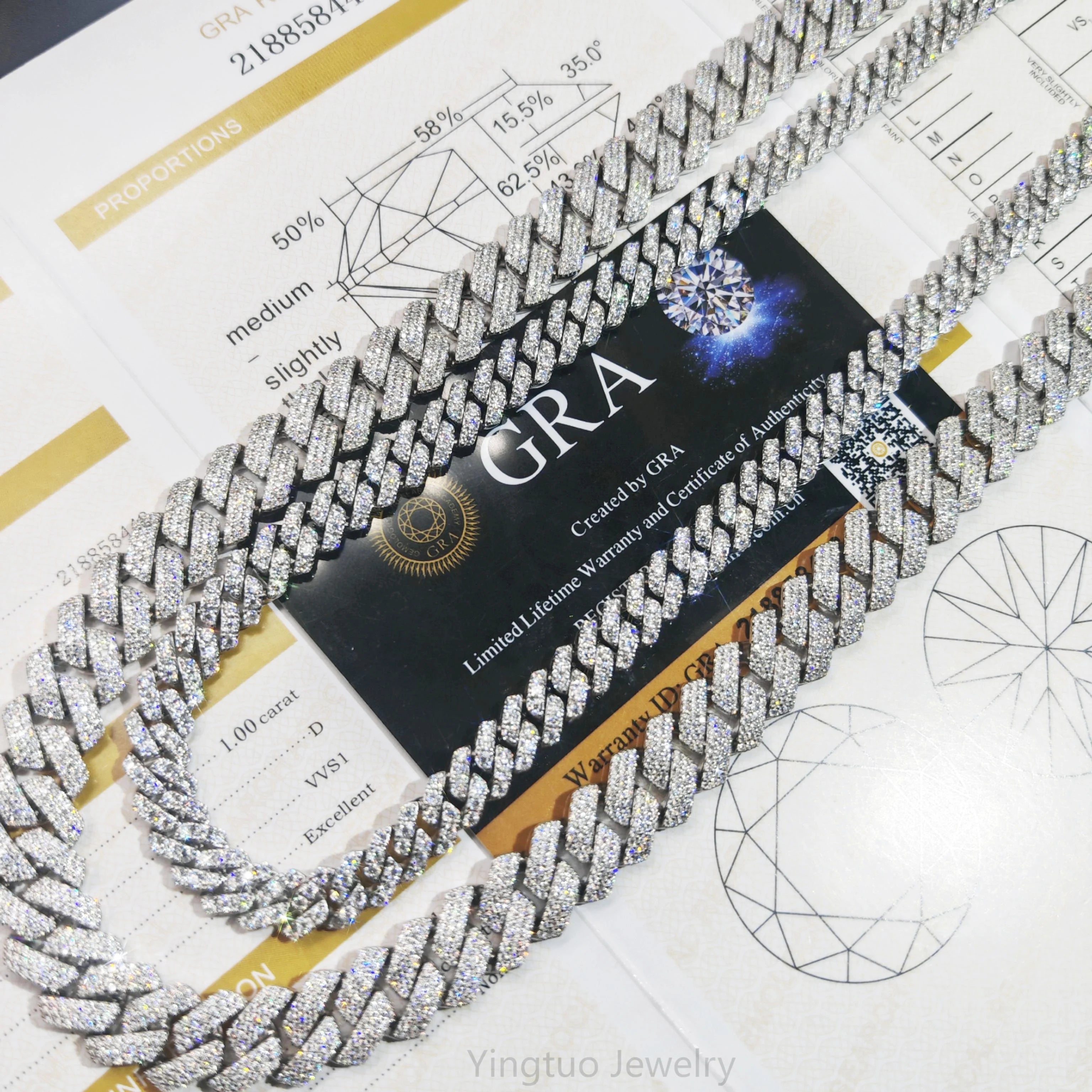 New Arrival Passed Diamond Tester S925 Silver D VVS Moissanite Chain Cuban Hip Hop Jewelry
