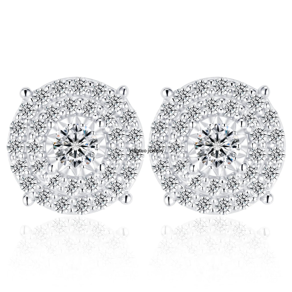 HIPHOP Wholesale Price Best Quality D Color VVS 18K Gold Plated Earrings S925 Moissanite Earrings
