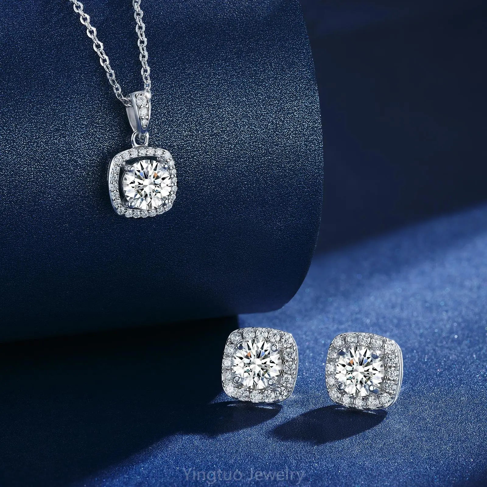 High-Quality Fine Jewelry for Women 925 Sterling Silver Hip Hop Moissanite Earrings Necklace Set with GRA Certificate