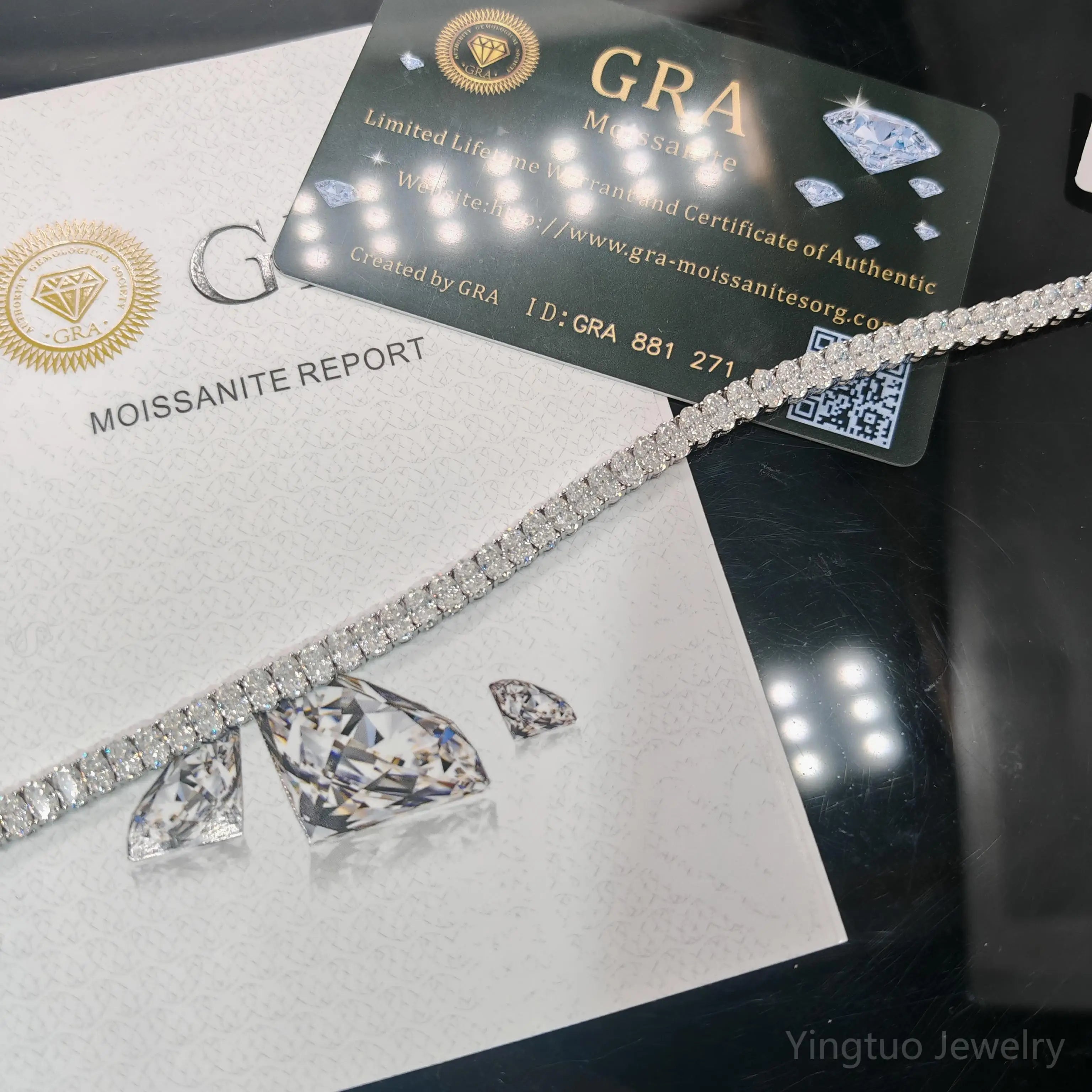 Fine Jewelry 925 Silver Ice Cut D VVS Moissanite Tennis Chain Necklace Bracelet Hiphop Cuban Link Chain with GRA Certification
