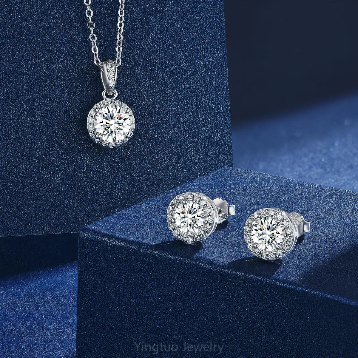 High-Quality Fine Jewelry for Women 925 Sterling Silver Hip Hop Moissanite Earrings Necklace Set with GRA Certificate