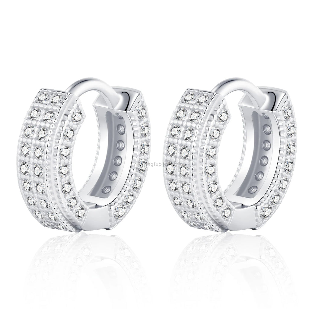 HIPHOP Wholesale Price Best Quality D Color VVS 18K Gold Plated Earrings S925 Moissanite Earrings
