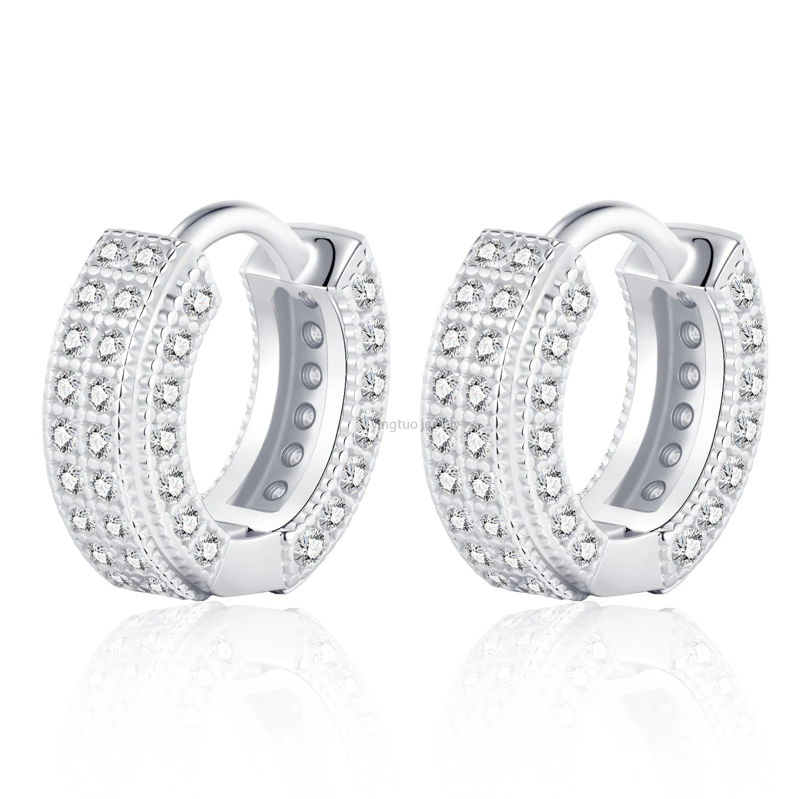 HIPHOP Wholesale Price Best Quality D Color VVS 18K Gold Plated Earrings S925 Moissanite Earrings