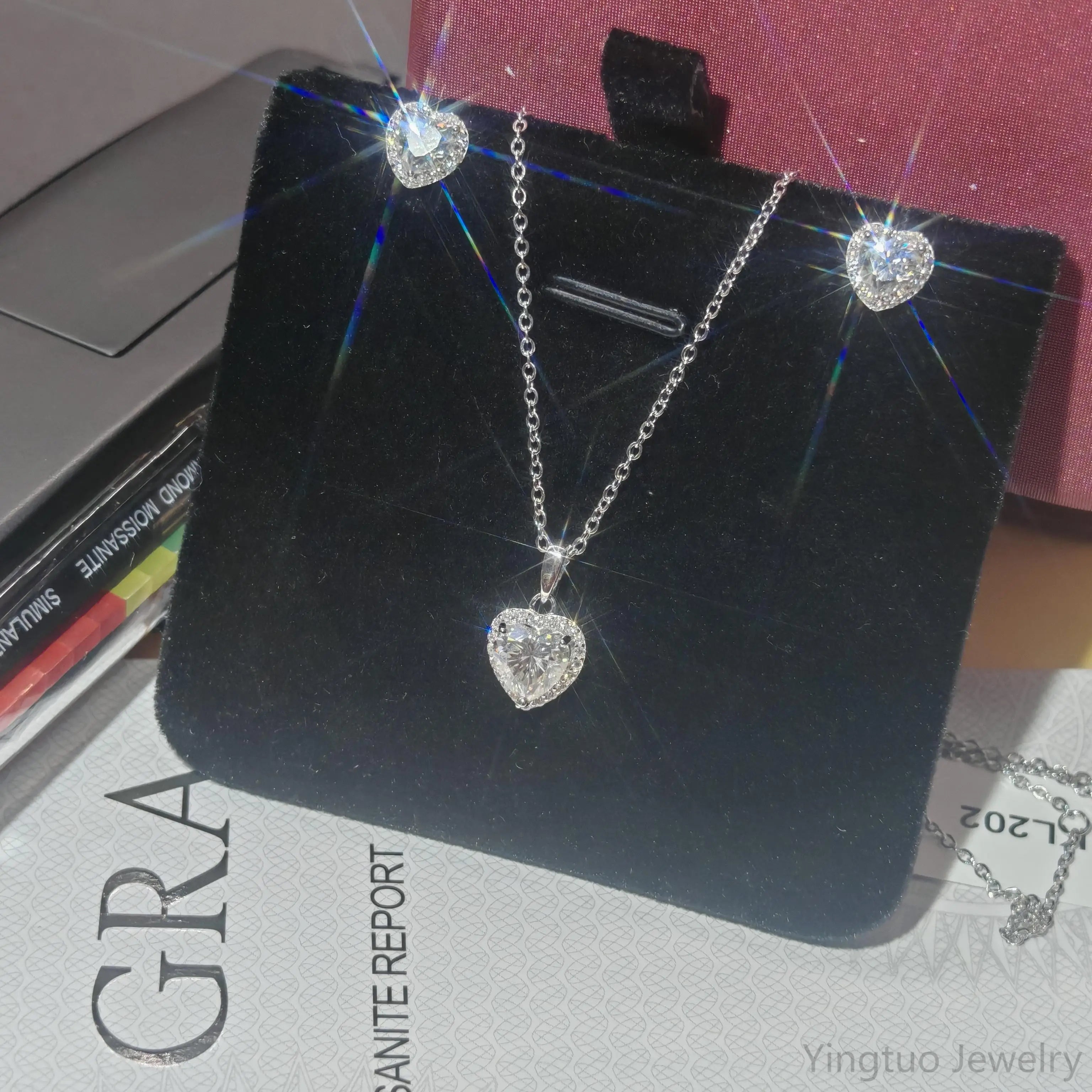 High-Quality Fine Jewelry for Women 925 Sterling Silver Hip Hop Moissanite Earrings Necklace Set with GRA Certificate