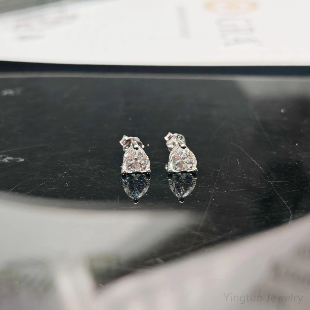 Fine Jewelry Heart Moissanite Diamond Earings Jewelry Women 925 Silver Moissanite Stud Earrings