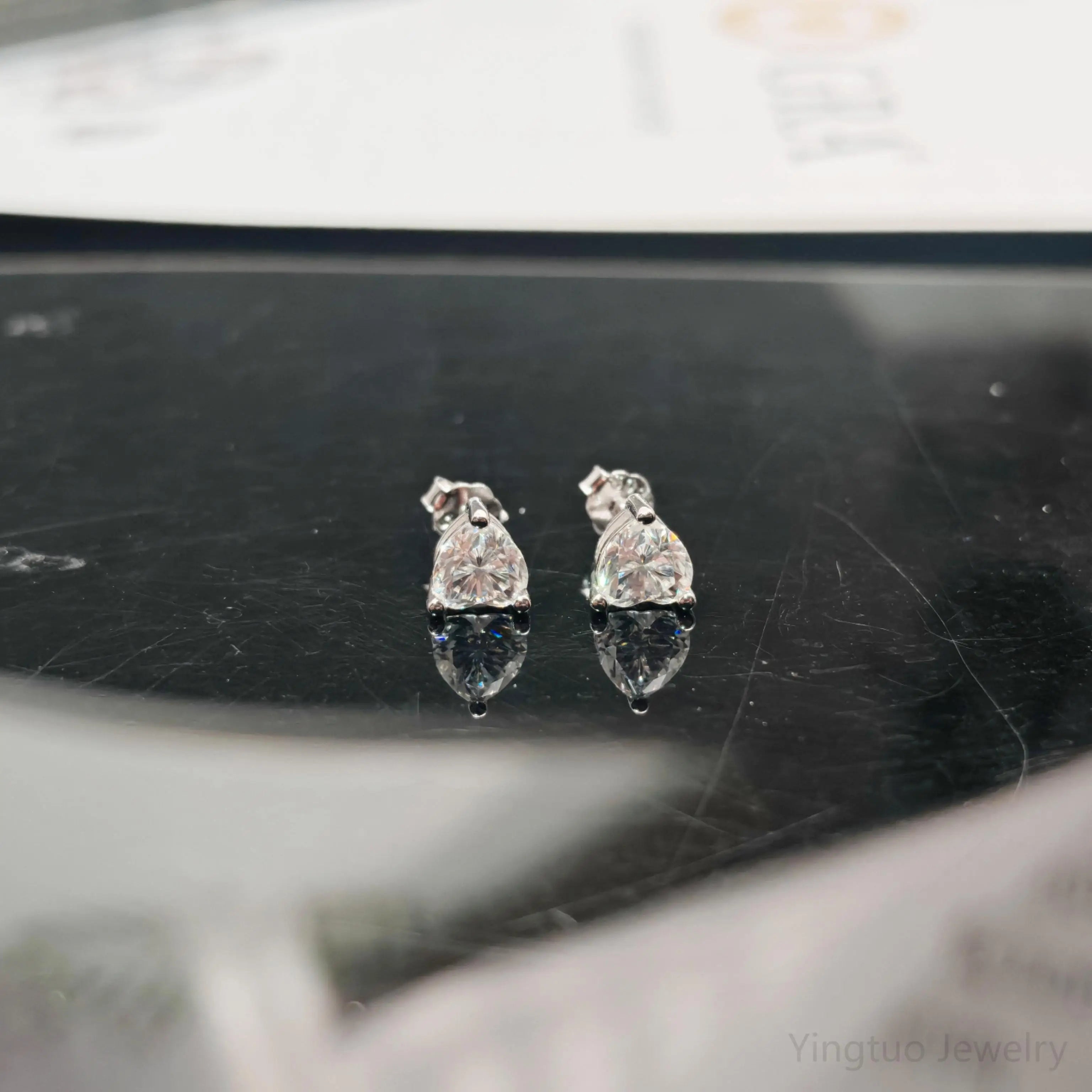 Fine Jewelry Heart Moissanite Diamond Earings Jewelry Women 925 Silver Moissanite Stud Earrings