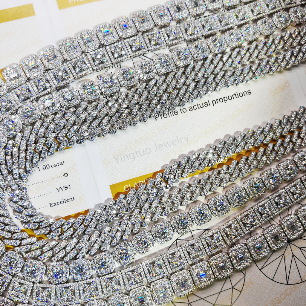 New Arrival Passed Diamond Tester S925 Silver D VVS Moissanite Chain Cuban Hip Hop Jewelry
