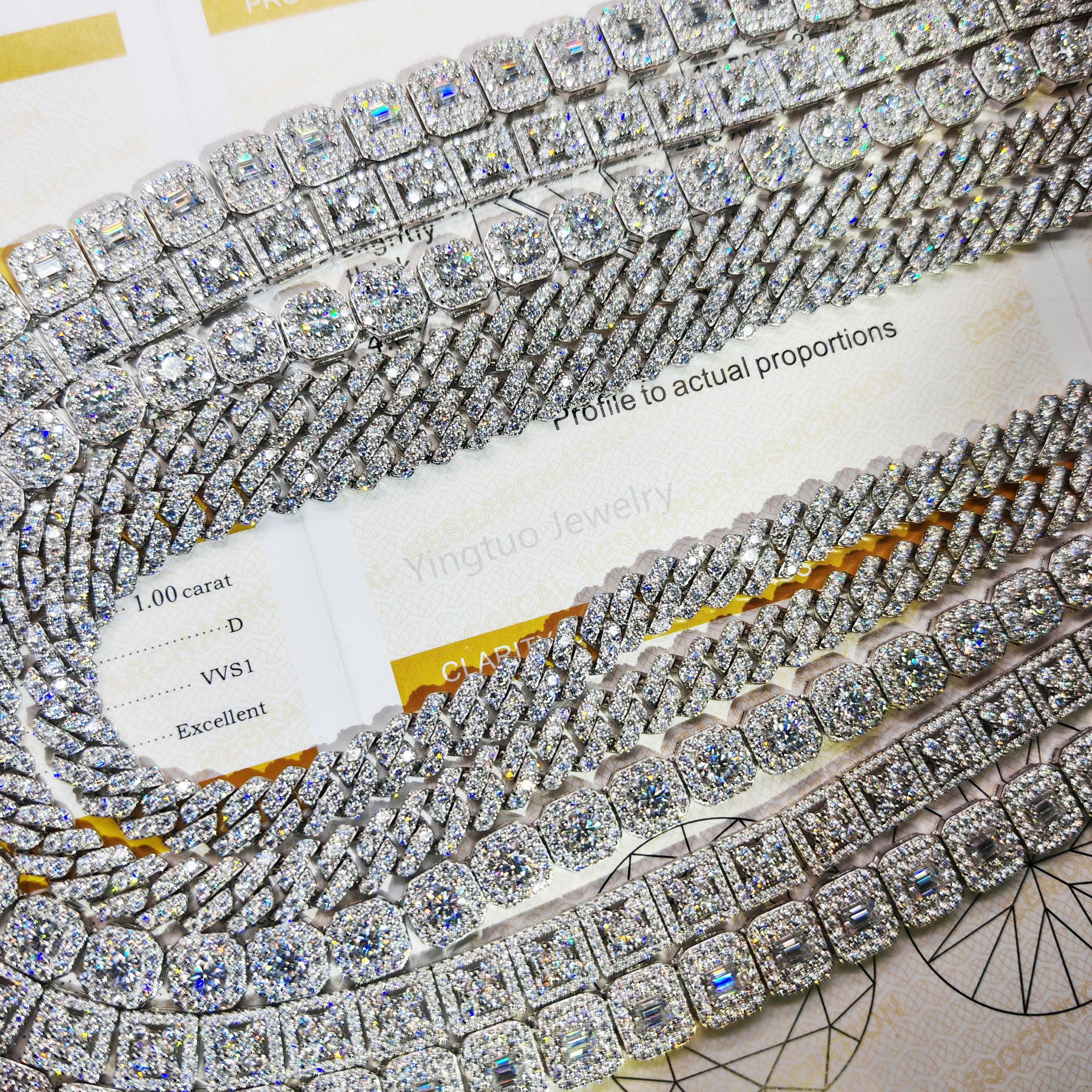 New Arrival Passed Diamond Tester S925 Silver D VVS Moissanite Chain Cuban Hip Hop Jewelry