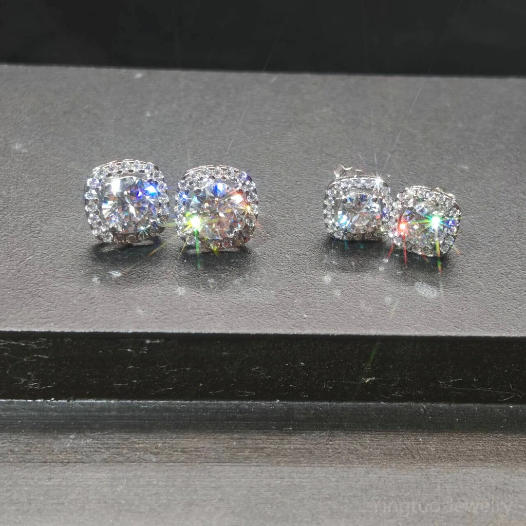D Color Moissanite Diamond Earring 925 Sterling Silver Hip Hop Women Men VVS Moissanite Stud Earrings
