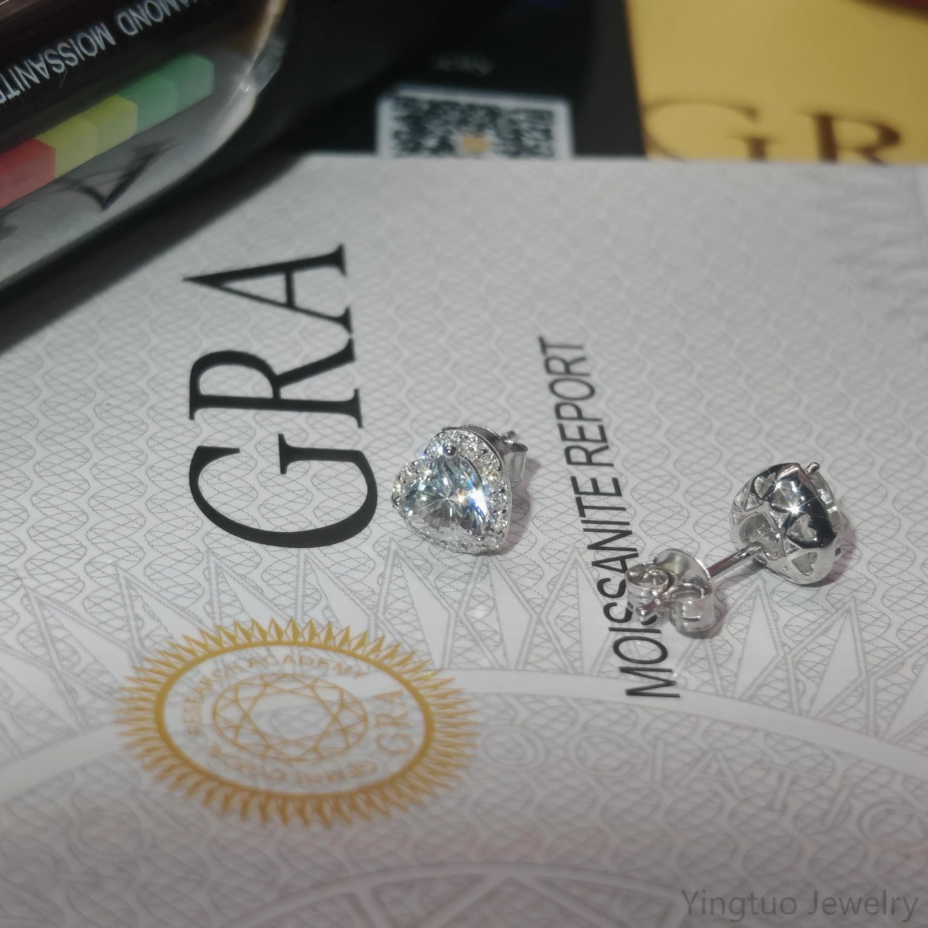 Fine Jewelry Heart Moissanite Diamond Earings Jewelry Women 925 Silver Moissanite Stud Earrings