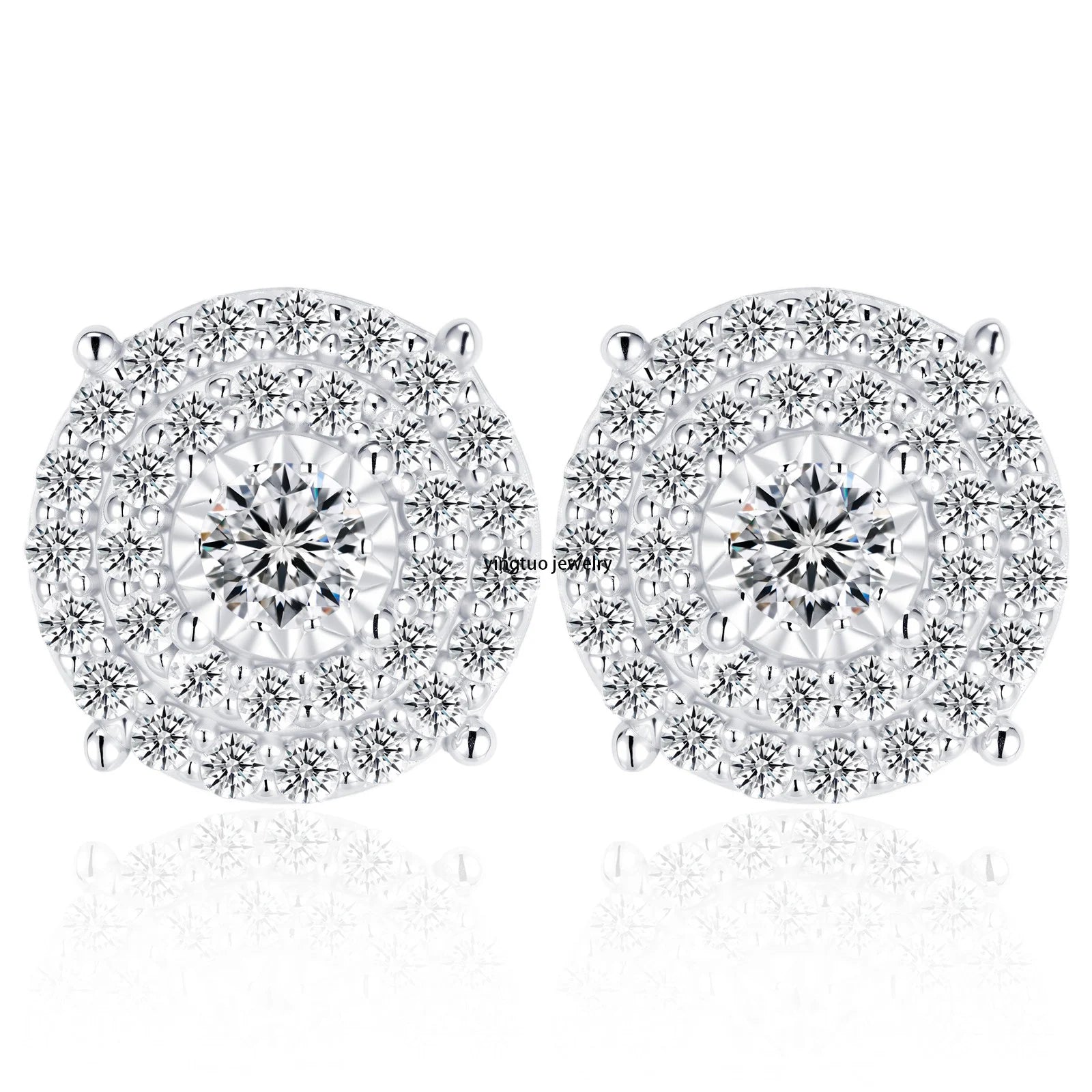 HIPHOP Wholesale Price Best Quality D Color VVS 18K Gold Plated Earrings S925 Moissanite Earrings
