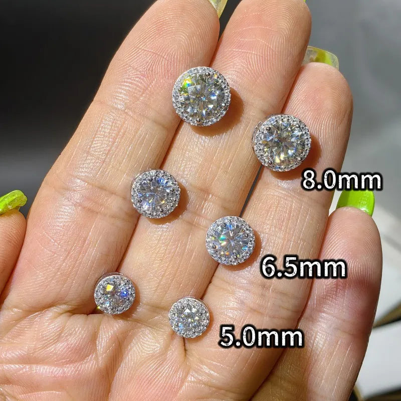 D Color Moissanite Diamond Earring 925 Sterling Silver Hip Hop Women Men VVS Moissanite Stud Earrings