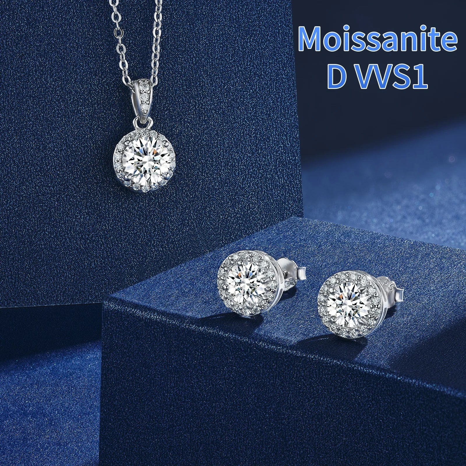 High-Quality Fine Jewelry for Women 925 Sterling Silver Hip Hop Moissanite Earrings Necklace Set with GRA Certificate