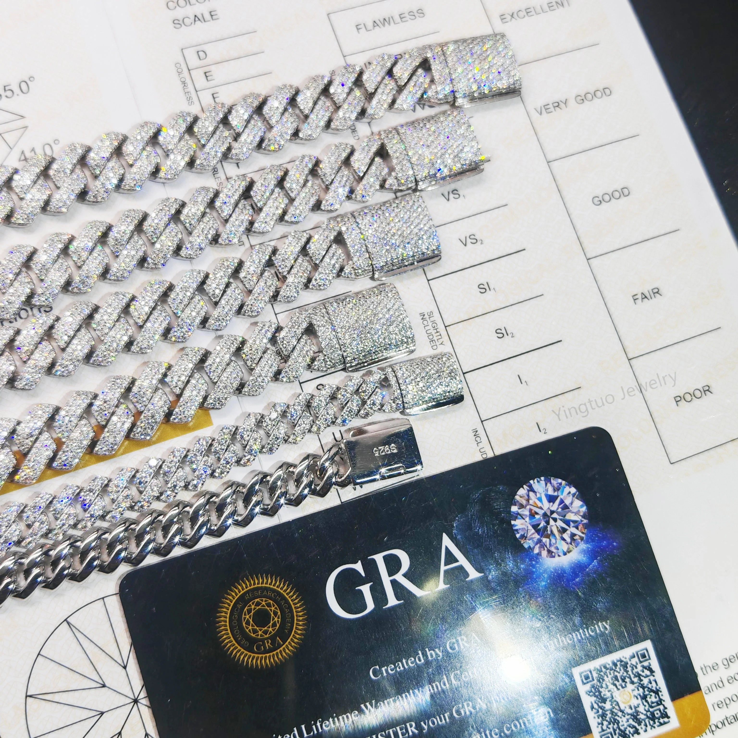 New Arrival Passed Diamond Tester S925 Silver D VVS Moissanite Chain Cuban Hip Hop Jewelry