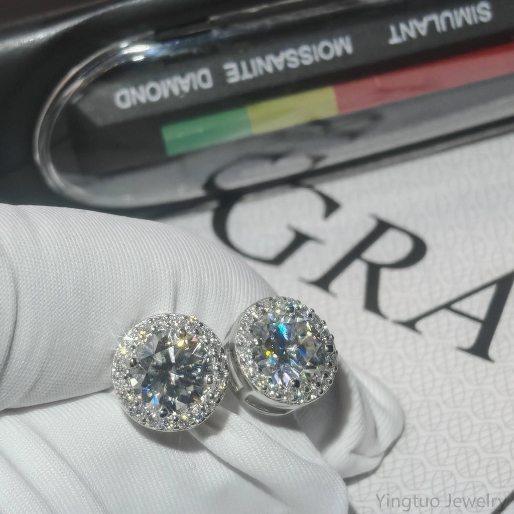 High-Quality Fine Jewelry for Women 925 Sterling Silver Hip Hop Moissanite Earrings Necklace Set with GRA Certificate