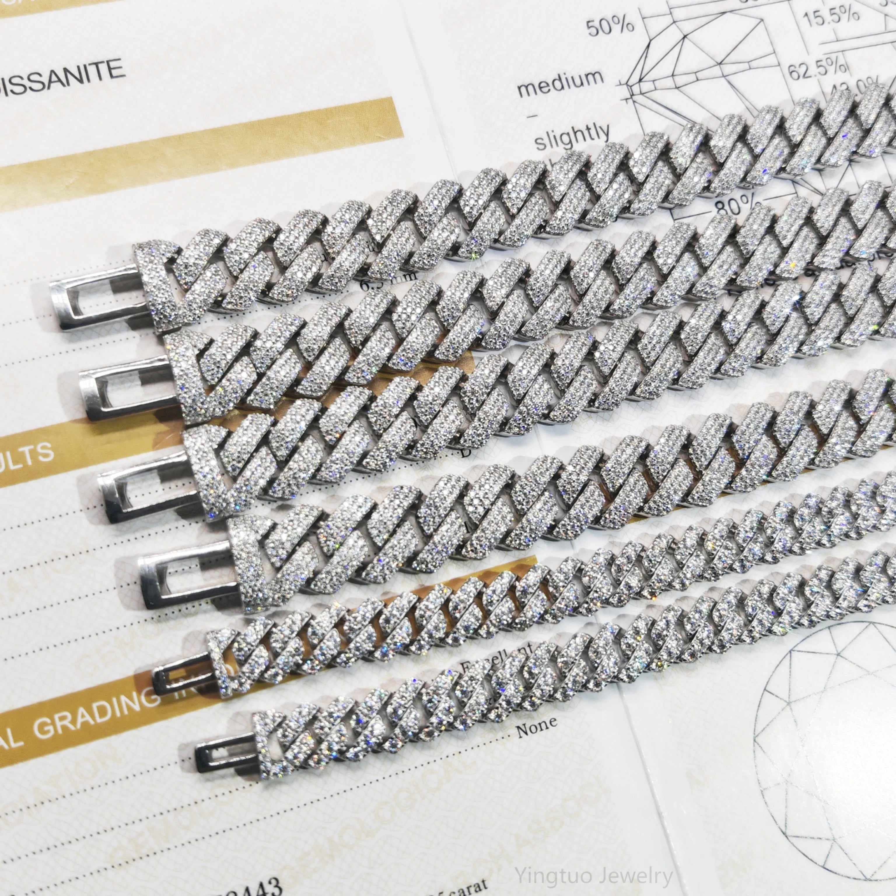 New Arrival Passed Diamond Tester S925 Silver D VVS Moissanite Chain Cuban Hip Hop Jewelry